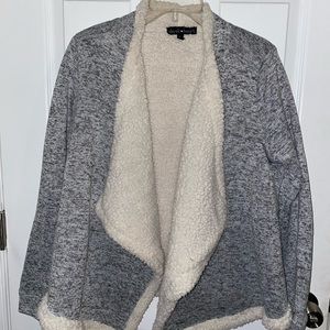 Derek heart open front plush fuzzy sweater